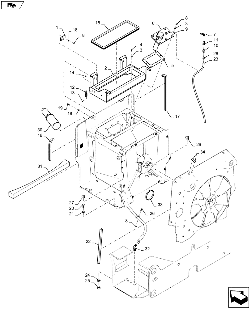 Схема запчастей Case 521F - (10.400.03) - COOLING SYSTEM, FAN MOUNTING (10) - ENGINE