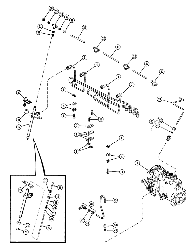 Схема запчастей Case 680CK - (030) - FUEL INJECTION SYSTEM, (301B) DIESEL ENGINE (10) - ENGINE