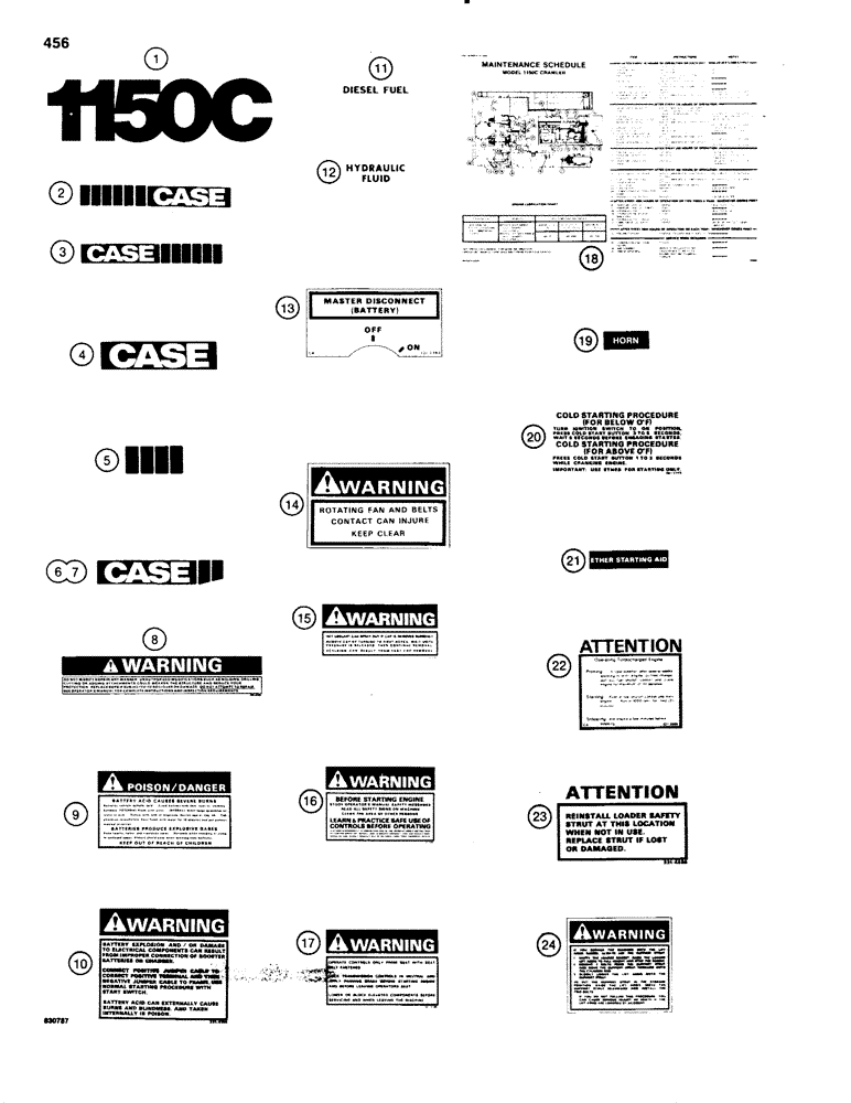 Схема запчастей Case 1150C - (456) - DECALS (09) - CHASSIS/ATTACHMENTS