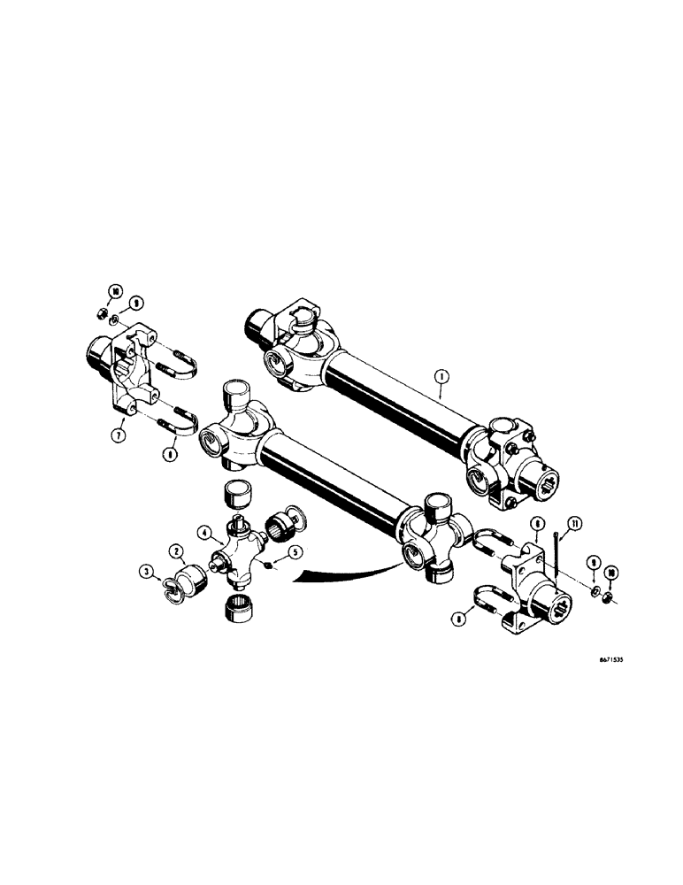 Схема запчастей Case 310G - (100) - DRIVESHAFT AND UNIVERSAL JOINTS - GAS (03) - TRANSMISSION