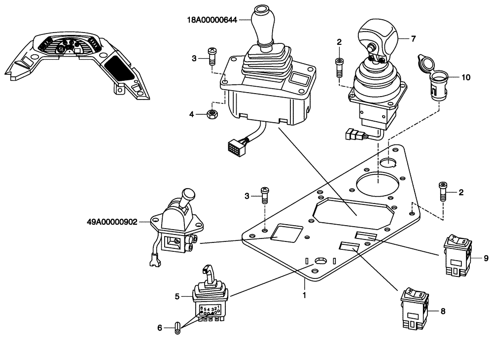 Схема запчастей Case 335 - (67A00001447[001]) - ELECTRICAL EQUIPMENTS - SIDE PANEL (13) - Electrical System / Decals