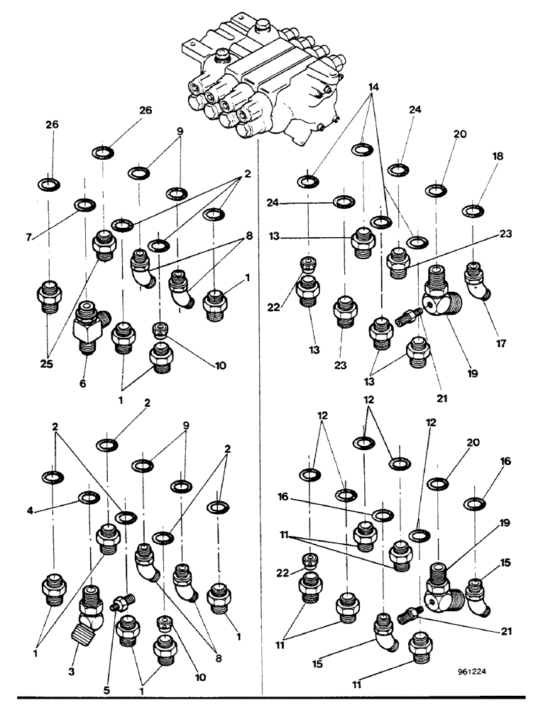 Схема запчастей Case 580G - (254) - SIDESHIFT BACKHOE - CONTROL VALVE FITTINGS (SEE FIGURE 250) UP TO NO. 3.948.949 (08) - HYDRAULICS