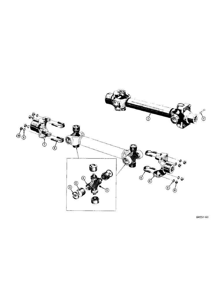 Схема запчастей Case 420 - (046[1]) - DRIVESHAFT AND UNIVERSAL JOINTS (05) - UPPERSTRUCTURE CHASSIS