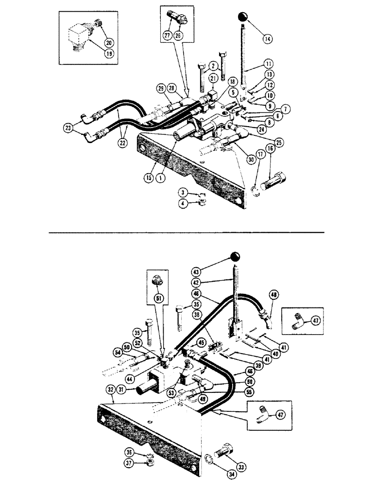 Схема запчастей Case 600 - (220) - SCARIFIER HYDRAULICS WHEN USED WITH BACKHOE, VALVE, LEVERS, TUBES, HOSES, FITTINGS (07) - HYDRAULIC SYSTEM