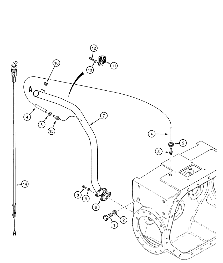 Схема запчастей Case 550H - (6-03) - MOUNTING, TRANSMISSION AND DIPSTICK TUBE (06) - POWER TRAIN