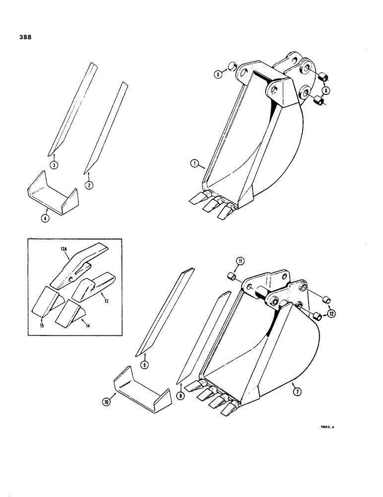 Схема запчастей Case 35 - (388) - BACKHOE BUCKETS, OPTIONAL TYPES, MACHINERY ITEM 