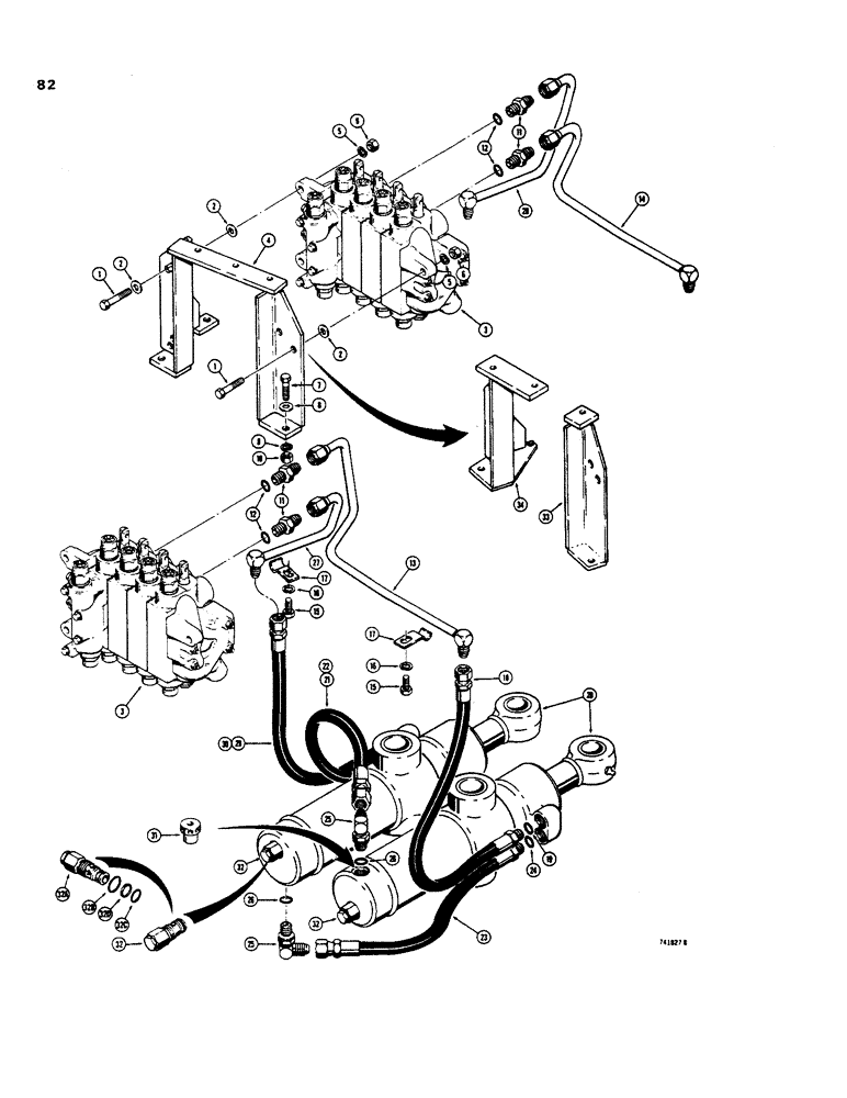 Схема запчастей Case 35 - (082) - SWING CYLINDER HYDRAULICS, CASE-CESSNA VALVES 