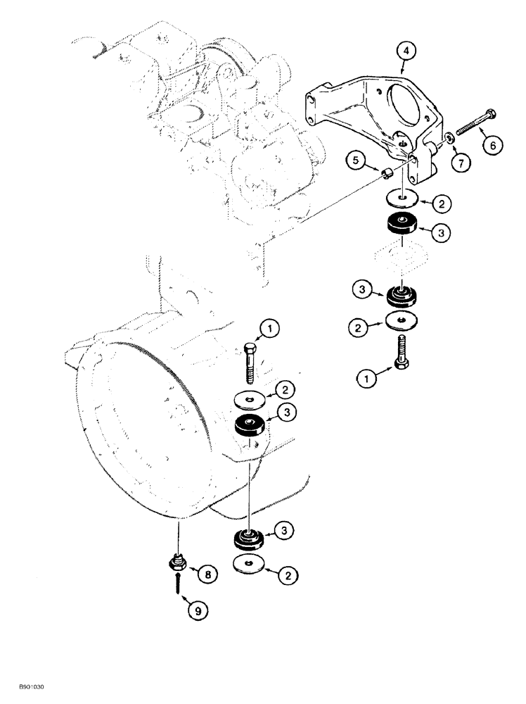 Схема запчастей Case 550G - (2-02) - ENGINE MOUNTING (01) - ENGINE