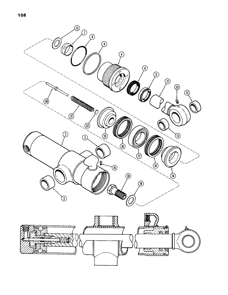 Схема запчастей Case 33 - (108) - G33924 & G33925 SWING CYLINDER, 4" DIA. CYLINDER W/11"STROKE 