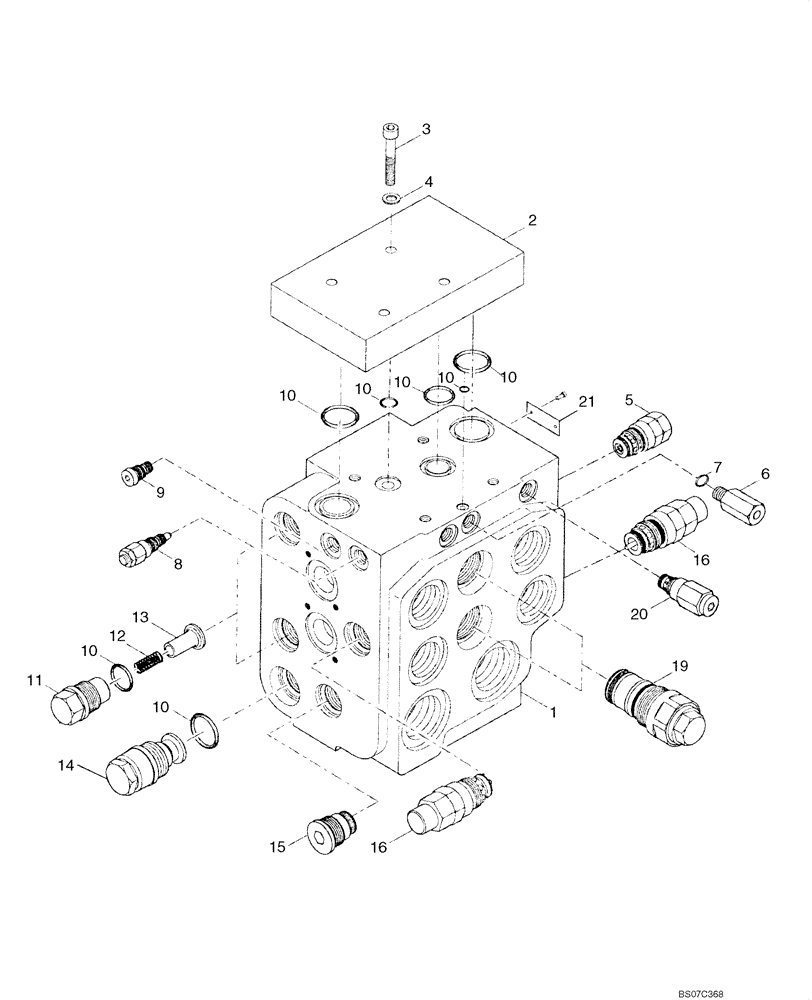 Схема запчастей Case 721E - (08-43B) - VALVE ASSY - LOADER CONTROL, TWO SPOOL (XT) - IF USED (08) - HYDRAULICS