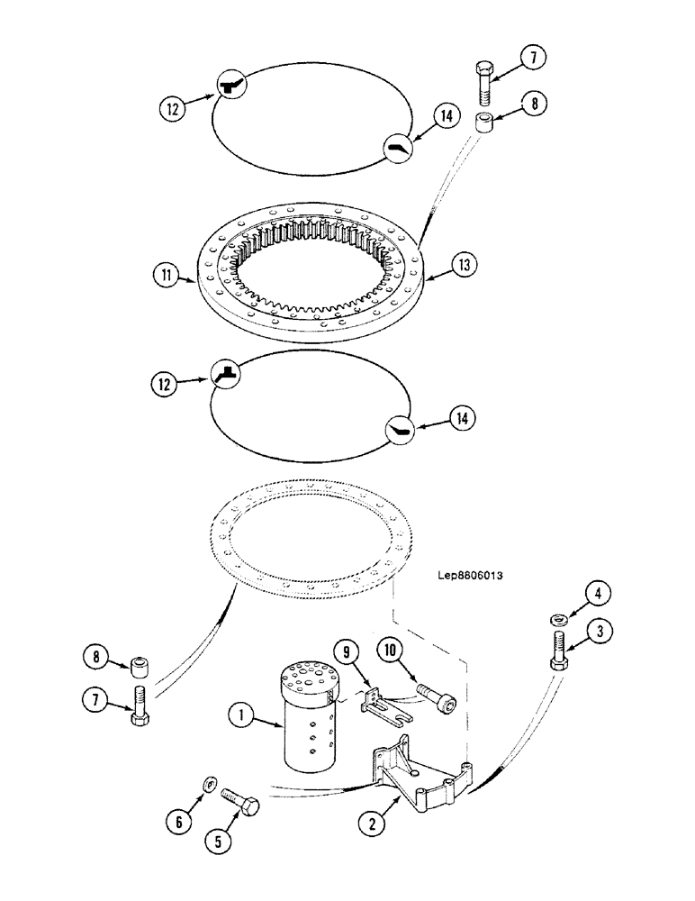 Схема запчастей Case 688C - (9A-2) - SWING MOTION COMPONENTS (05.1) - UPPERSTRUCTURE CHASSIS/ATTACHMENTS