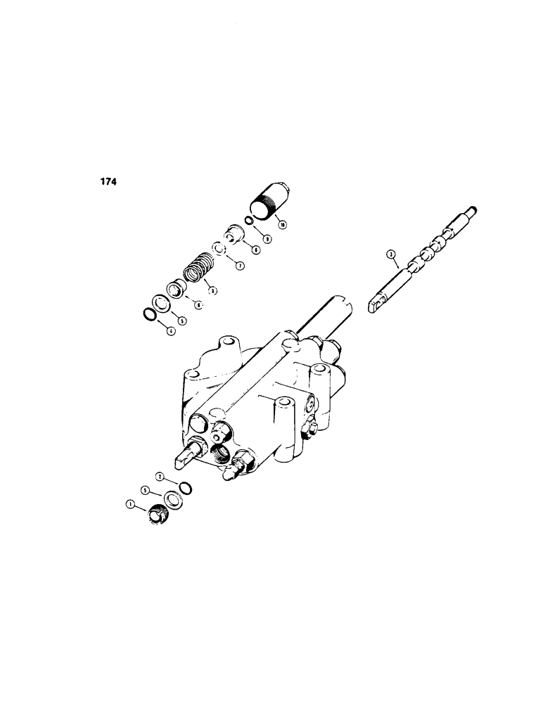 Схема запчастей Case 35 - (174) - LOADER CNTRL VALVE, LOADER TILT & CLAM SPOOLS 