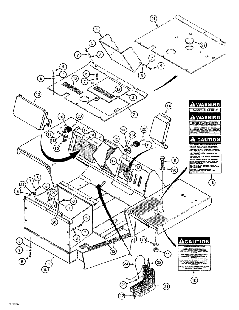 Схема запчастей Case 584E - (9-126) - FENDERS, FLOOR PLATES, AND BATTERY BOX (09) - CHASSIS/ATTACHMENTS