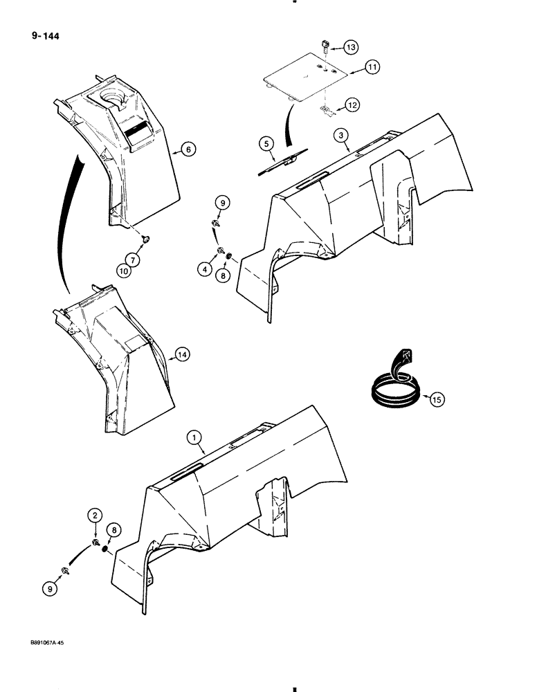 Схема запчастей Case 580K - (9-144) - LEFT-HAND AND RIGHT-HAND CONSOLES, FOR ROPS CAB OR CANOPY MODELS (09) - CHASSIS/ATTACHMENTS