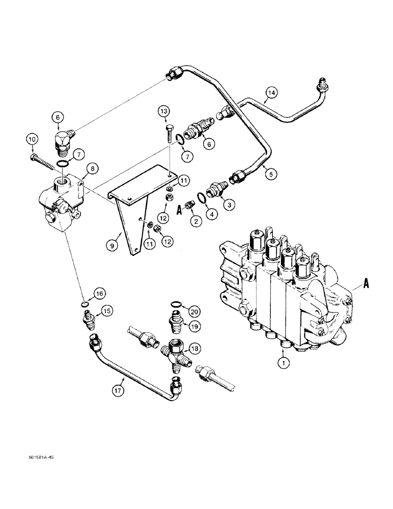 Схема запчастей Case 480F - (8-046) - BACKHOE BOOM LOCK HYDRAULIC CIRCUIT (08) - HYDRAULICS