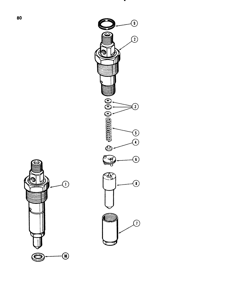 Схема запчастей Case 580E - (080) - FUEL INJECTION NOZZLE, 4T-390 AND 4-390 DIESEL ENGINE (03) - FUEL SYSTEM