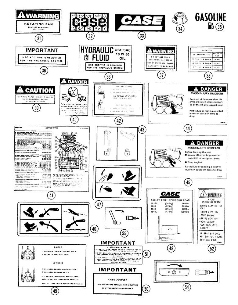 Схема запчастей Case 1835C - (9-62) - DECALS (09) - CHASSIS/ATTACHMENTS