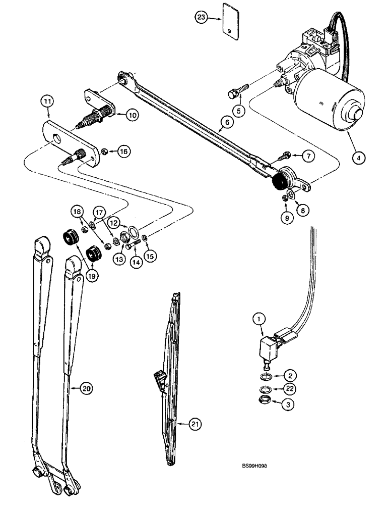 Схема запчастей Case 590SL - (9-83) - CAB REAR WINDSHIELD WIPER (09) - CHASSIS/ATTACHMENTS