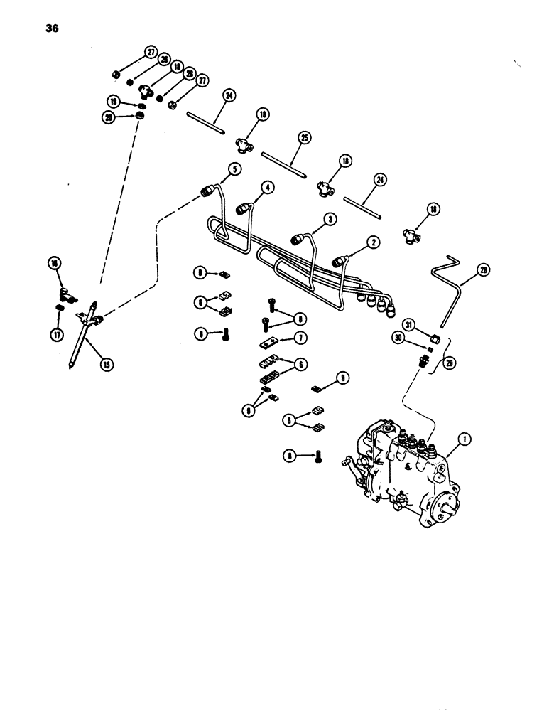 Схема запчастей Case 680E - (036) - FUEL INJECTION SYSTEM, 336BD DIESEL ENGINE (10) - ENGINE