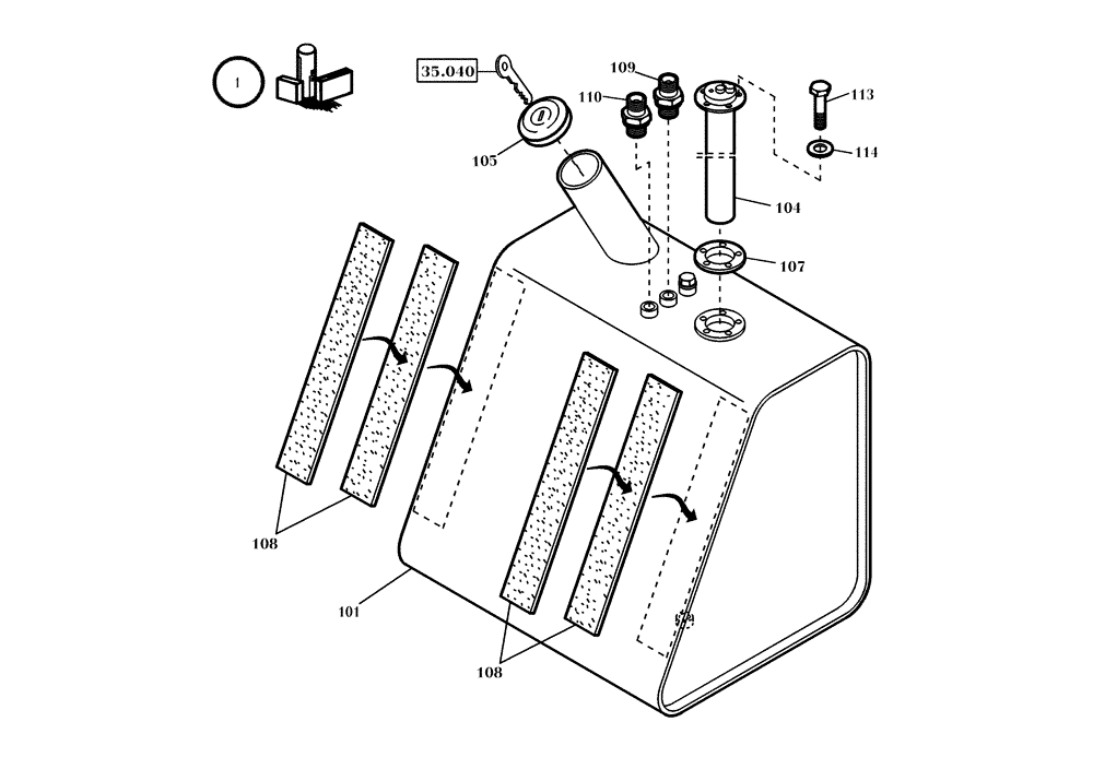 Схема запчастей Case 21D - (10.200[001]) - FUEL TANK INSTALLATION (S/N 561101-UP) No Description