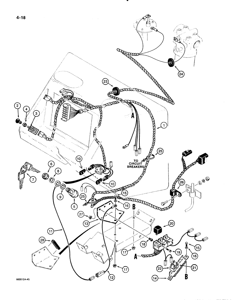 Схема запчастей Case 480E - (4-18) - MAIN WIRING HARNESS AND CONNECTIONS (04) - ELECTRICAL SYSTEMS