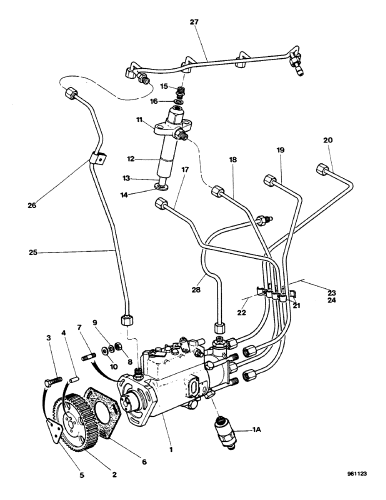 Схема запчастей Case 580G - (056) - ENGINE - FUEL INJECTION PUMP, INJECTORS AND PIPES (03) - FUEL SYSTEM