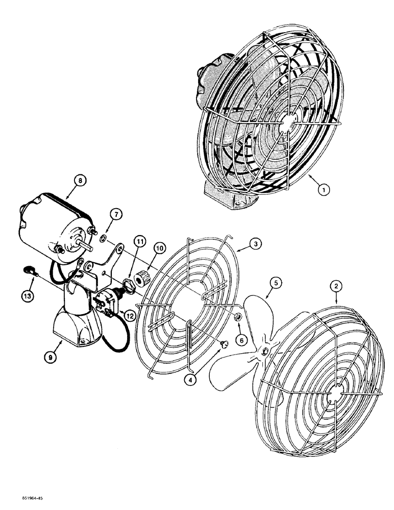 Схема запчастей Case 480F - (9-144) - WINDOW DEFROSTER FAN, WITH FOUR BOLT BASE (09) - CHASSIS/ATTACHMENTS