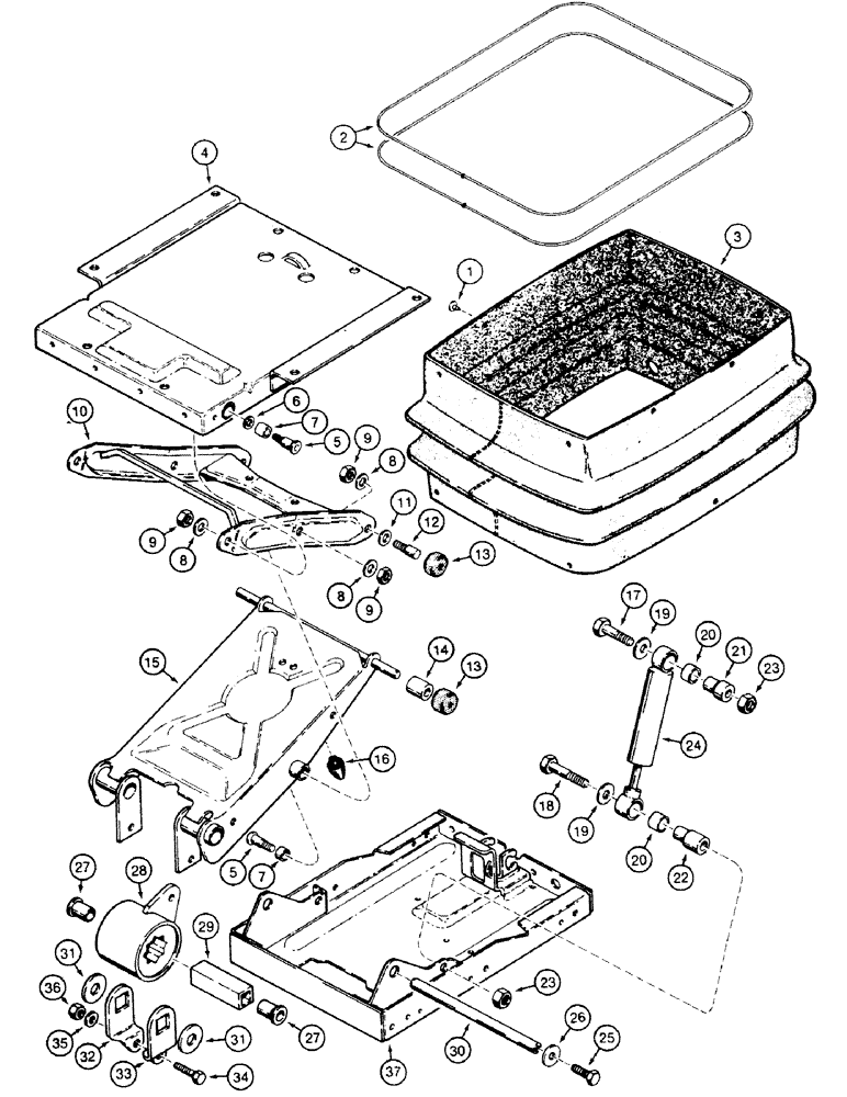 Схема запчастей Case 580SK - (9-136) - DELUXE SUSPENSION SEAT (NS03), NOT FOR PRESTIGE (09) - CHASSIS/ATTACHMENTS