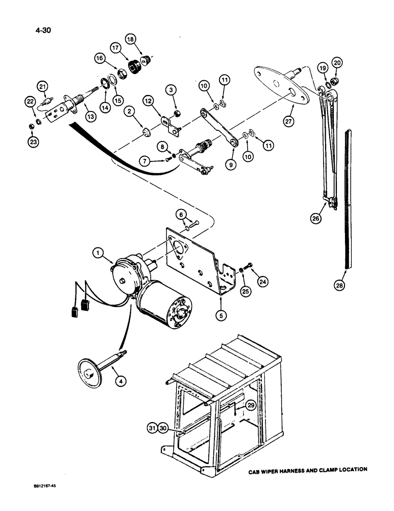 Схема запчастей Case 1187C - (4-30) - WINDSHIELD WIPER (04) - ELECTRICAL SYSTEMS