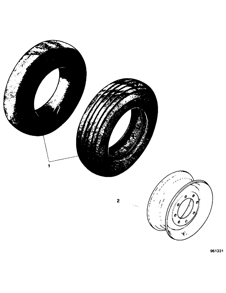 Схема запчастей Case 580G - (14) - FRONT WHEELS AND TIRES 