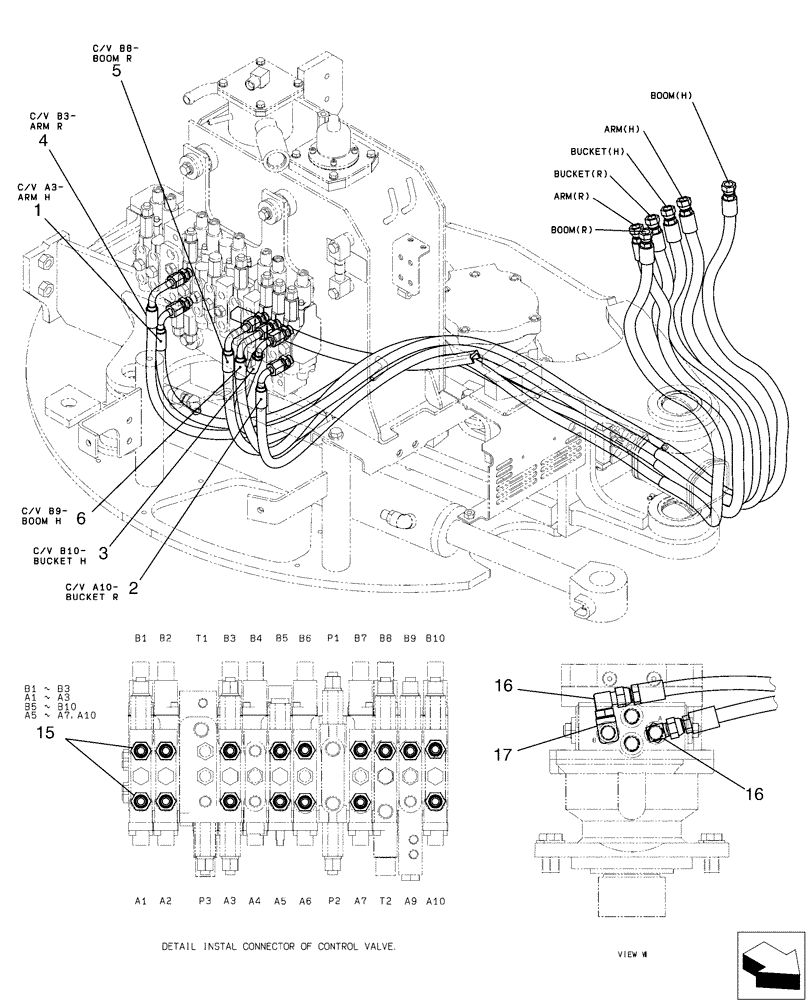 Схема запчастей Case CX36B - (01-036[01]) - HYD LINES, UPP (35) - HYDRAULIC SYSTEMS