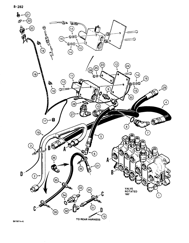 Схема запчастей Case 680K - (8-282) - BACKHOE BOOM LOCK HYDRAULIC AND ELECTRICAL CIRCUIT (08) - HYDRAULICS