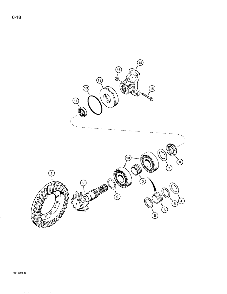 Схема запчастей Case 780D - (6-18) - FOUR WHEEL DRIVE FRONT AXLE, RING AND PINION GEAR SET (06) - POWER TRAIN