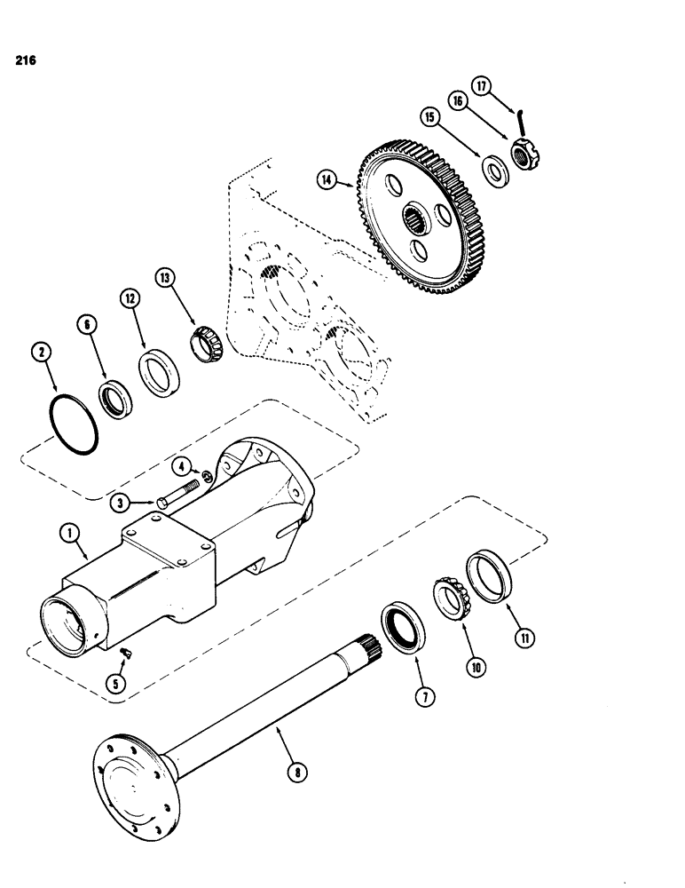 Схема запчастей Case 580SD - (216) - TRANSAXLE REAR AXLE, WITHOUT TURBOCHARGER (06) - POWER TRAIN