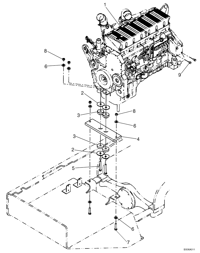 Схема запчастей Case 921E - (02-01) - MOUNTING, ENGINE (02) - ENGINE