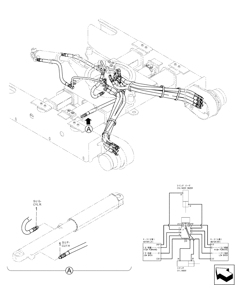 Схема запчастей Case CX17B - (02-018) - HYD LINES, CYLINDER - DOZER (35) - HYDRAULIC SYSTEMS