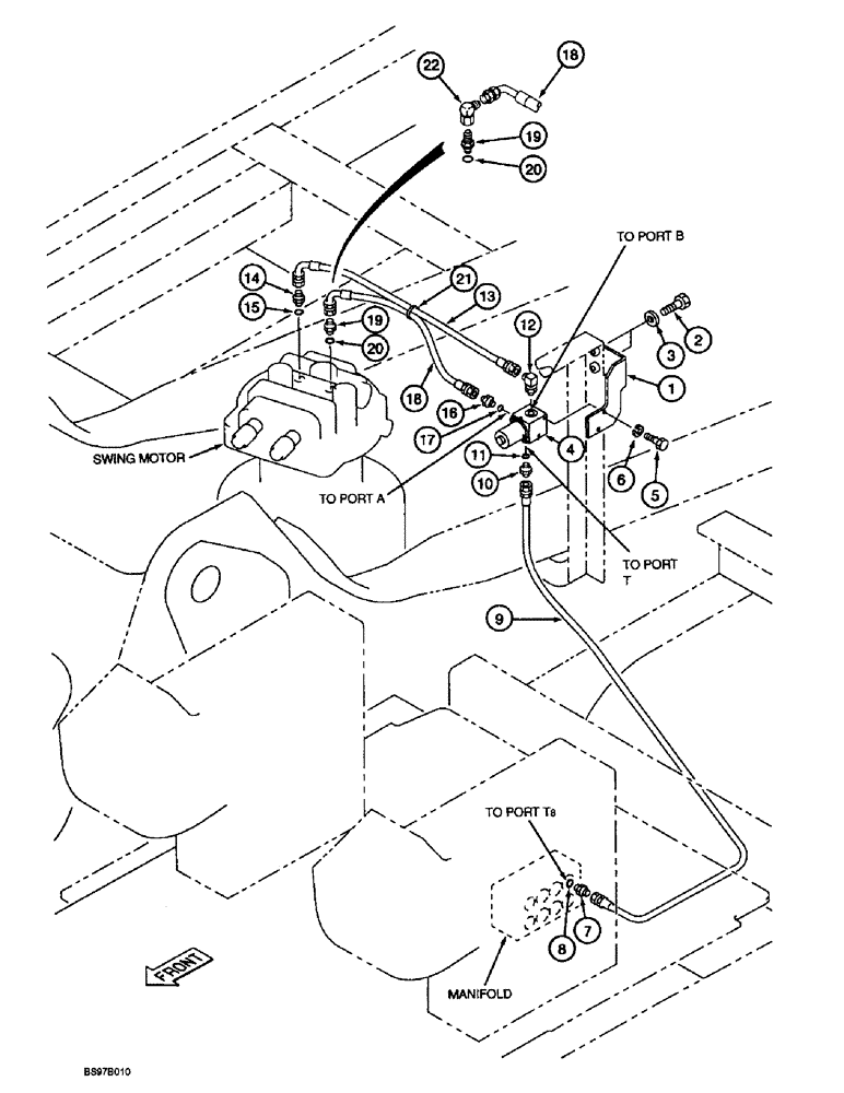 Схема запчастей Case 9030B - (8-060) - FREE SWING CIRCUIT (08) - HYDRAULICS