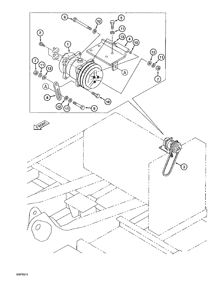 Схема запчастей Case 9040B - (9-084) - AIR CONDITIONER COMPRESSOR MOUNTING (09) - CHASSIS