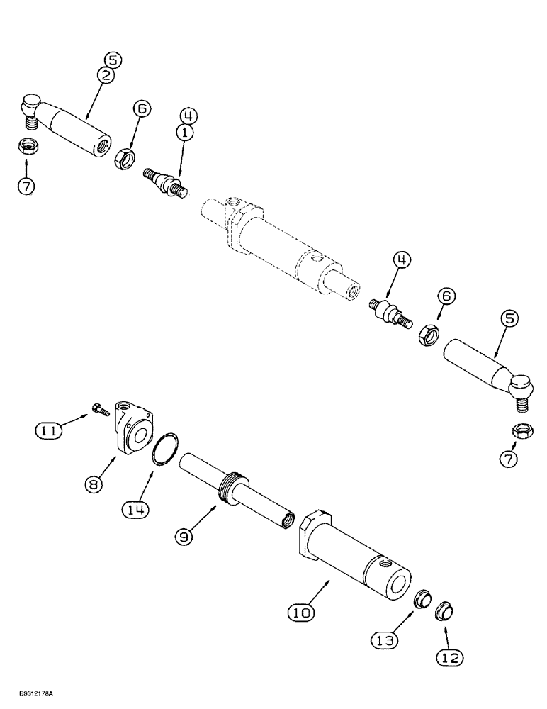 Схема запчастей Case 560 - (6-44) - FRONT AND REAR AXLE ASSEMBLIES, STEERING CYLINDER (06) - POWER TRAIN