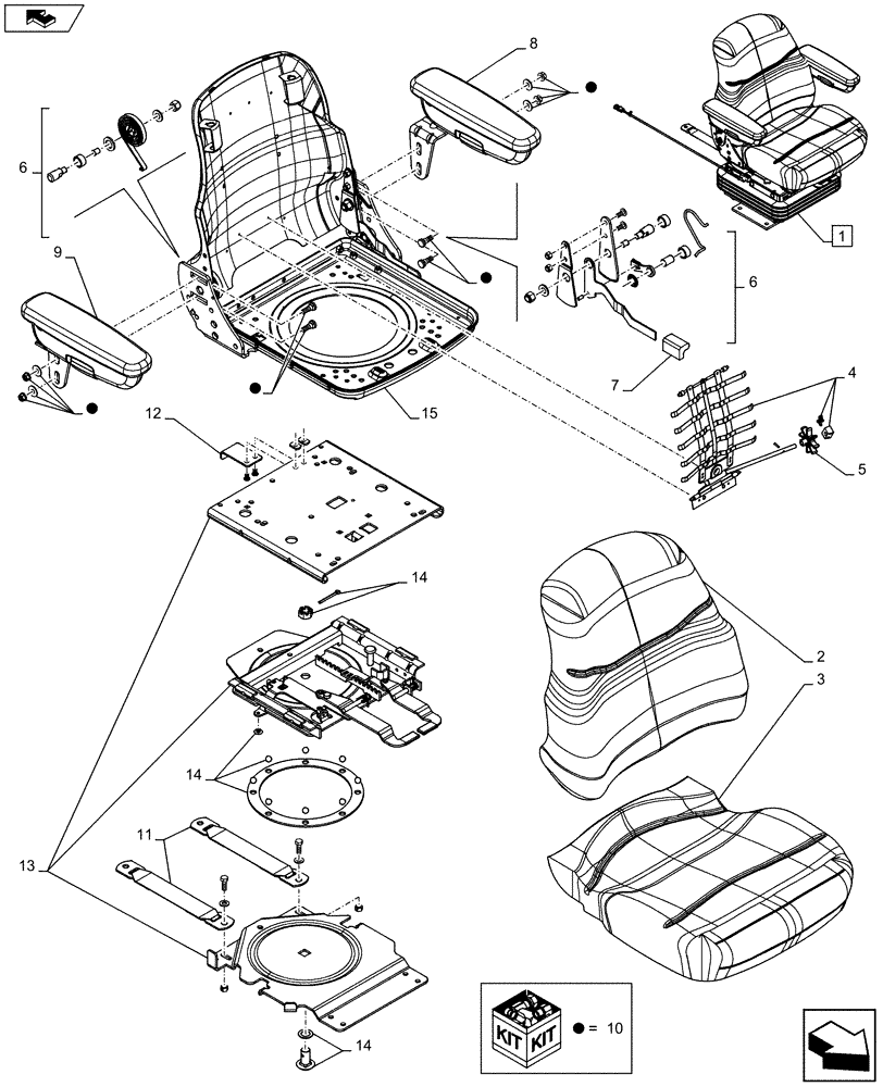 Схема запчастей Case 590SN - (90.120.0501[01]) - VAR - 747851 - SEAT - MECHANICAL SUSPENSION - W/ ARMREST - VINYL - C9007 (90) - PLATFORM, CAB, BODYWORK AND DECALS