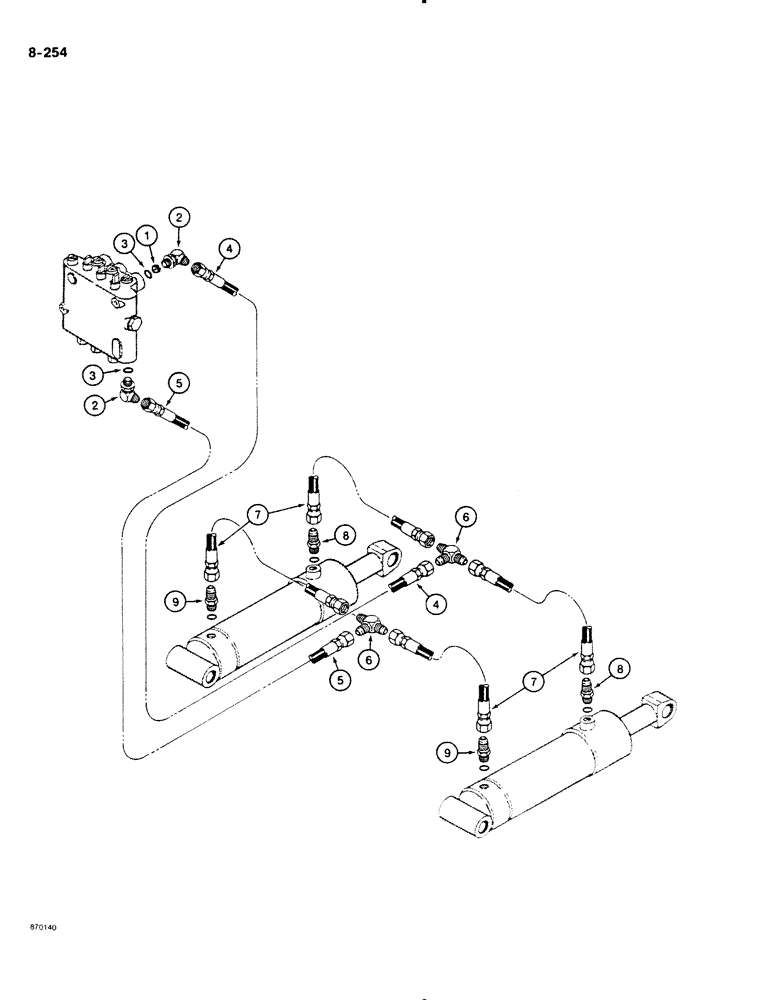 Схема запчастей Case DH4B - (8-254) - PLOW LIFT HYDRAULIC CIRCUIT (08) - HYDRAULICS