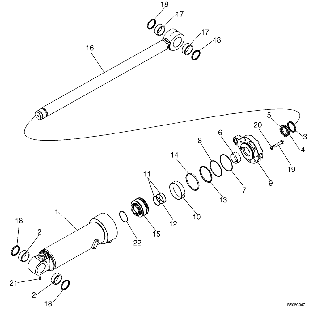 Схема запчастей Case 821E - (08-24A) - CYLINDER ASSY - LOADER BUCKET (XR LOADER) (08) - HYDRAULICS