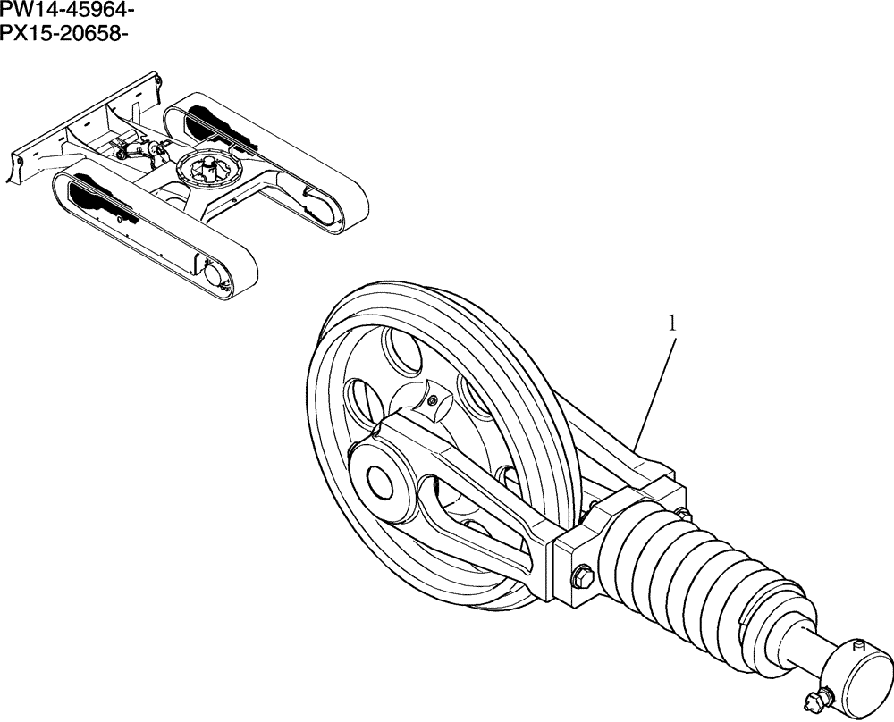 Схема запчастей Case CX36B - (346-01[1]) - IDLER ASSEMBLY, CRAWLER (04) - UNDERCARRIAGE