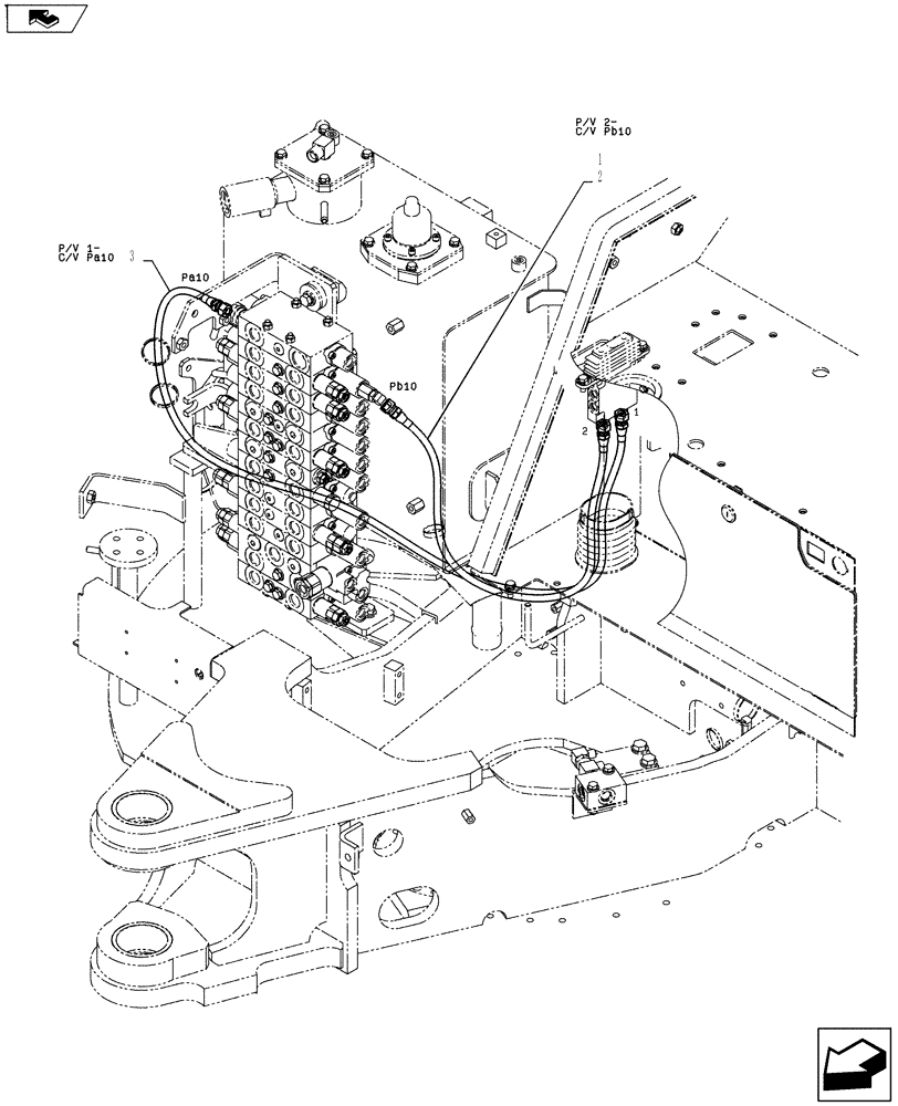 Схема запчастей Case CX55BMSR - (01-035[02]) - CONTROL LINES, REMOTE (ROTARY) (35) - HYDRAULIC SYSTEMS