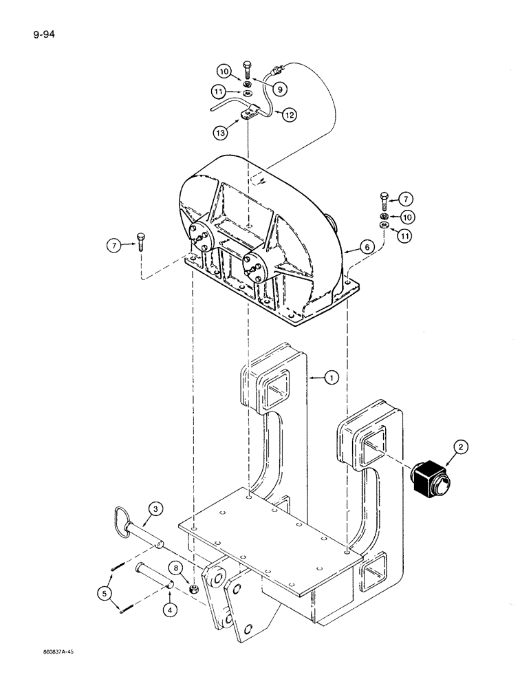 Схема запчастей Case 360 - (9-094) - PLOW REAR FRAME AND GEARBOX MOUNTING (09) - CHASSIS/ATTACHMENTS