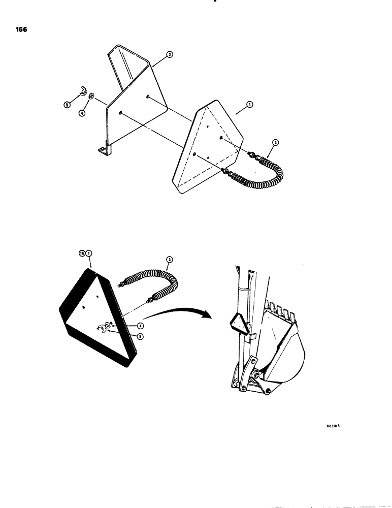 Схема запчастей Case 26C - (166) - SLOW MOVING VEHICLE EMBLEM, SPRING MOUNTING ON FOOT SWING MODELS ONLY 