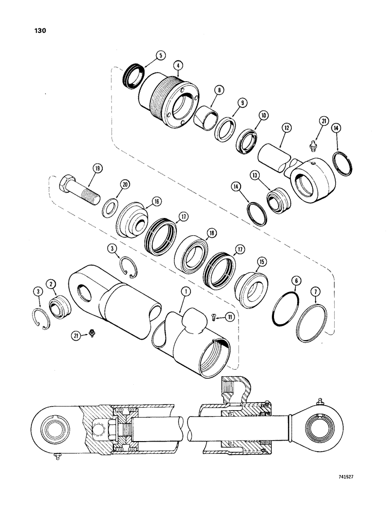 Схема запчастей Case W24B - (130) - G34300 AND G34301 STEERING CYLINDERS, TUBE OR GLAND IS STAMPED W/CYLINDER PART NUMBER (05) - STEERING