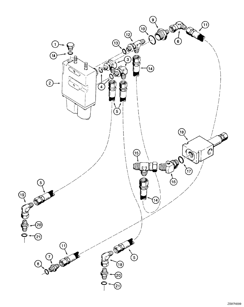 Схема запчастей Case 550H-IND - (07-02) - BRAKE, HYDRAULIC LINES, VALVE TO TRANSMISSION (07) - BRAKES