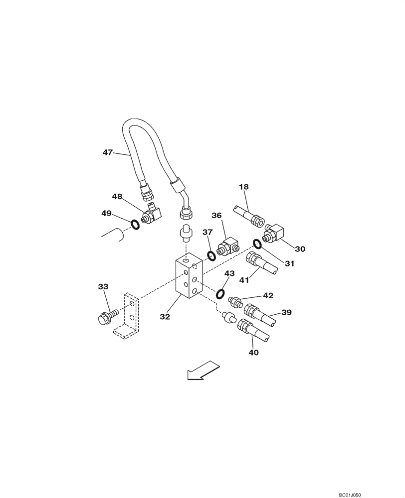 Схема запчастей Case CX290 - (08-43) - MANIFOLD - PILOT PRESSURE, RETURN LINES (08) - HYDRAULICS