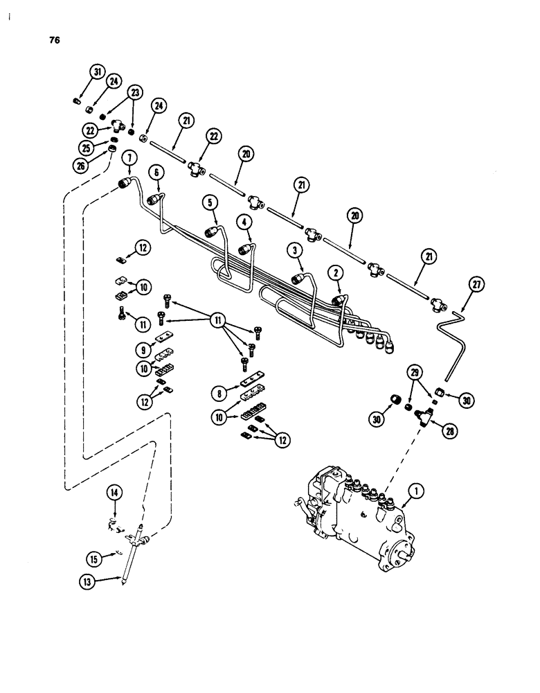 Схема запчастей Case W24C - (076) - FUEL INJECTION SYSTEM, 504BD AND 504BDT DIESEL ENGINES (03) - FUEL SYSTEM